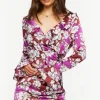 Floral Ruffled Satin Mini Dress