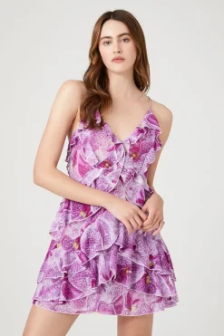Floral Ruffle-Trim Mini Dress