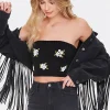 Floral Sweater-Knit Tube Top