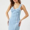 Frayed Denim Bustier Mini Dress