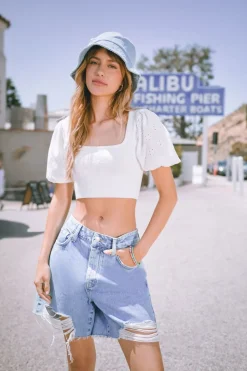Frayed Denim Mom Shorts
