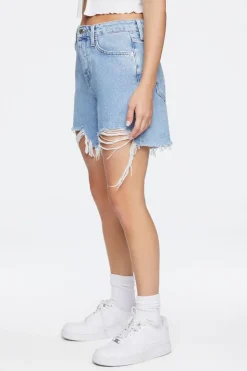 Frayed Denim Mom Shorts