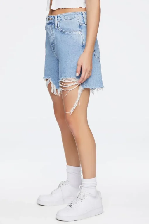 Frayed Denim Mom Shorts