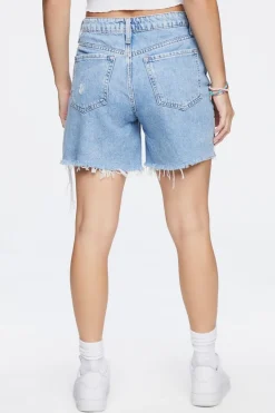 Frayed Denim Mom Shorts