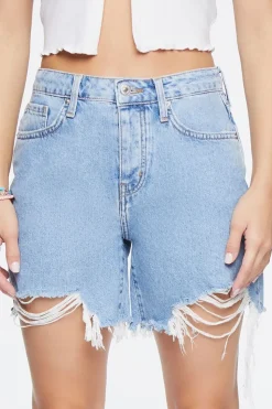 Frayed Denim Mom Shorts