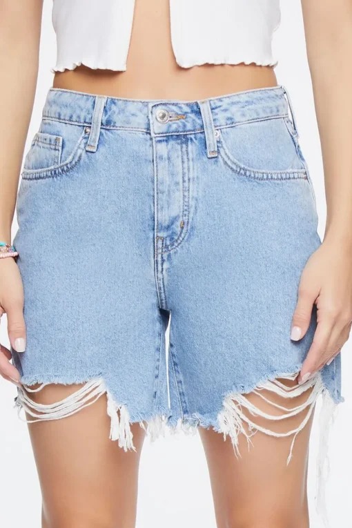 Frayed Denim Mom Shorts