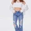 Frayed Mid-Rise Boyfriend Petite Jeans