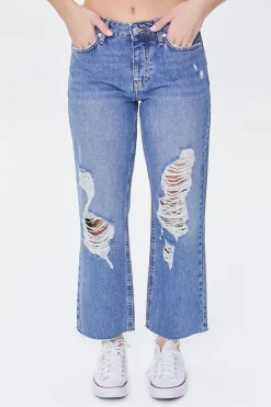 Frayed Mid-Rise Boyfriend Petite Jeans