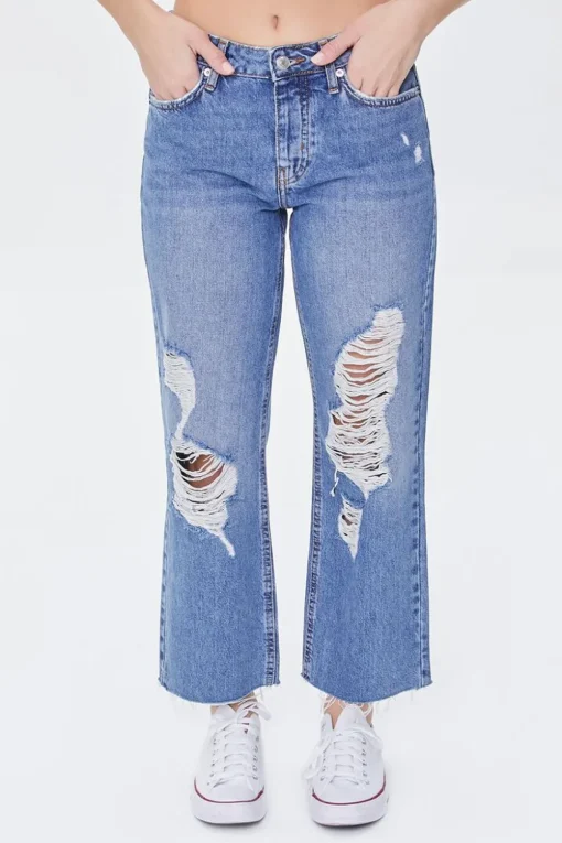 Frayed Mid-Rise Boyfriend Petite Jeans