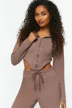 French Terry Corset Zip-Up Hoodie