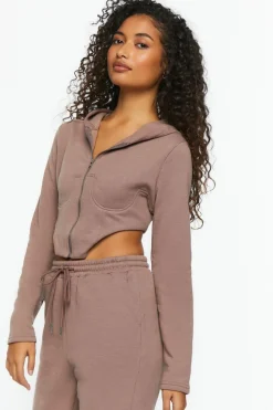 French Terry Corset Zip-Up Hoodie