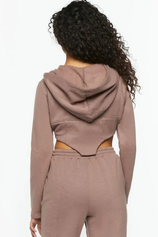 French Terry Corset Zip-Up Hoodie