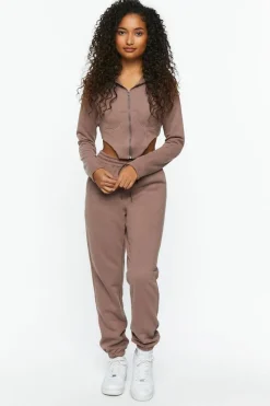 French Terry Corset Zip-Up Hoodie