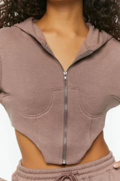 French Terry Corset Zip-Up Hoodie
