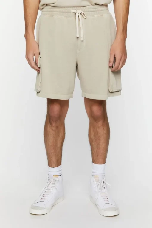 French Terry Drawstring Cargo Shorts