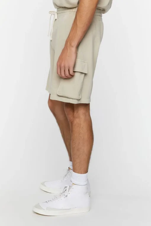 French Terry Drawstring Cargo Shorts