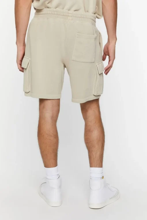 French Terry Drawstring Cargo Shorts