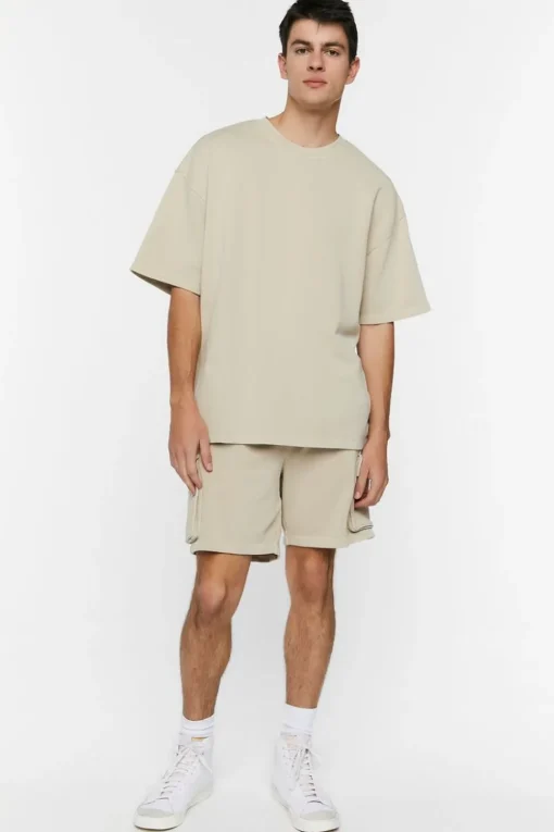 French Terry Drawstring Cargo Shorts