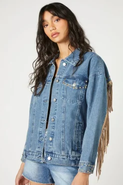 Fringe-Trim Truckerjacket