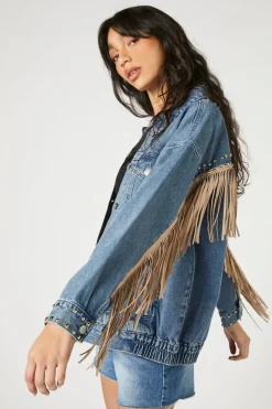 Fringe-Trim Truckerjacket
