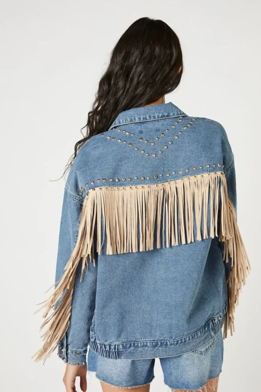 Fringe-Trim Truckerjacket