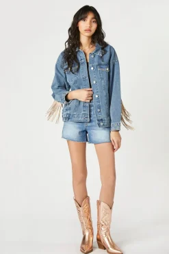 Fringe-Trim Truckerjacket