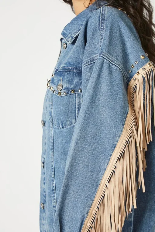 Fringe-Trim Truckerjacket