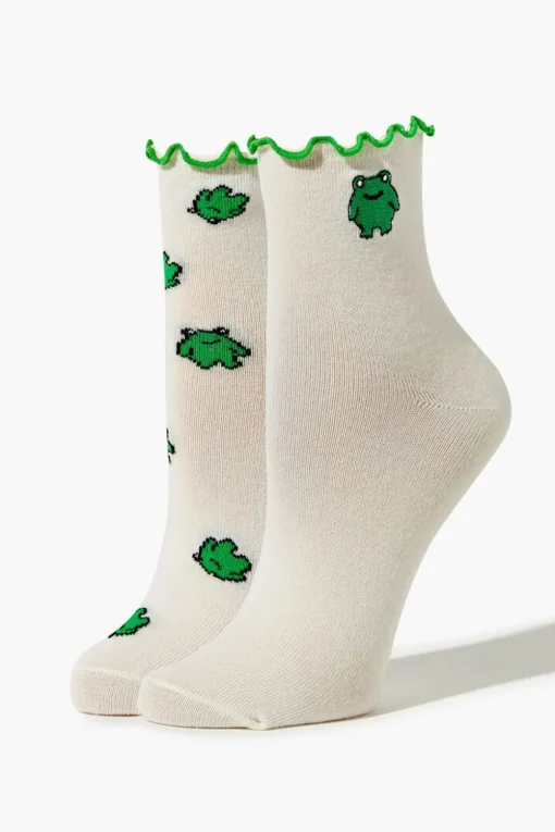 Frog Print Crew Sock Set - 2 Pack