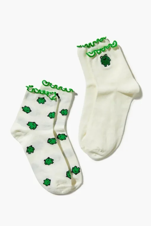 Frog Print Crew Sock Set - 2 Pack
