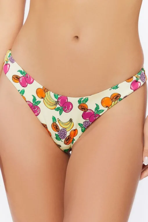 Fruit Print High-Leg Bikini Bottoms
