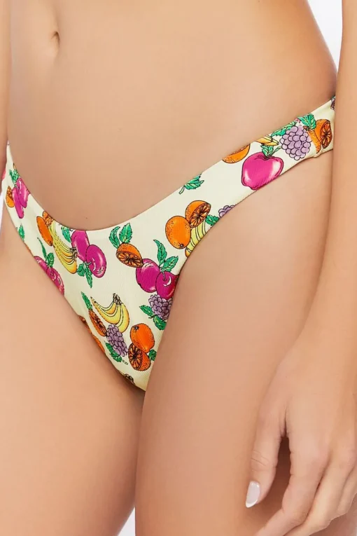 Fruit Print High-Leg Bikini Bottoms