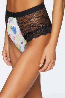 Fruit Print Lace Cheeky Panties
