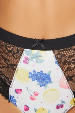 Fruit Print Lace Cheeky Panties