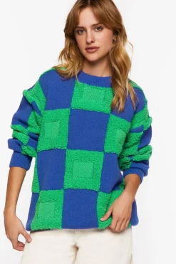 Fuzzy Checkered Sweater
