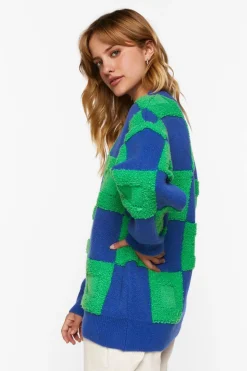 Fuzzy Checkered Sweater