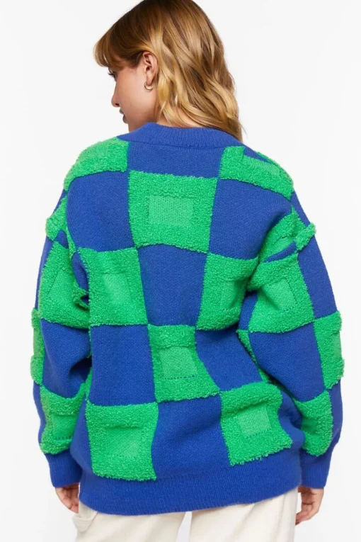 Fuzzy Checkered Sweater