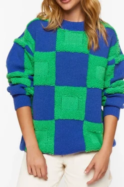 Fuzzy Checkered Sweater