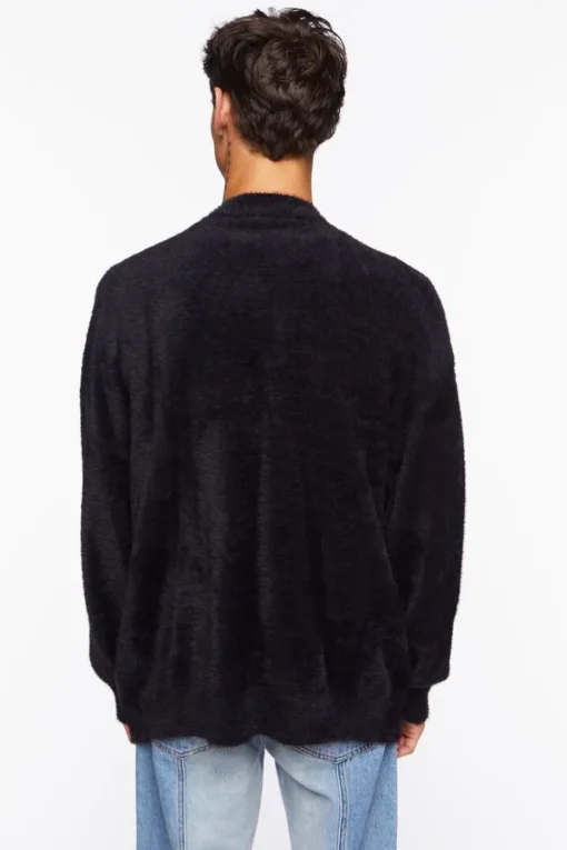Fuzzy Knit Cardigan Sweater