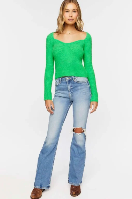 Fuzzy Knit Sweetheart Sweater