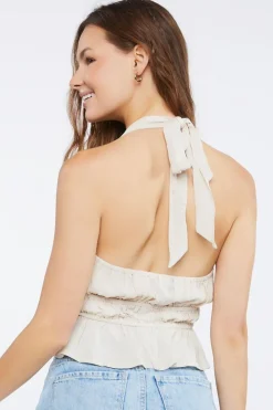 Gauze Flounce Halter Top