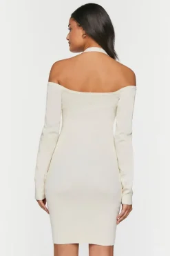Gauze Surplice Halter Mini Dress