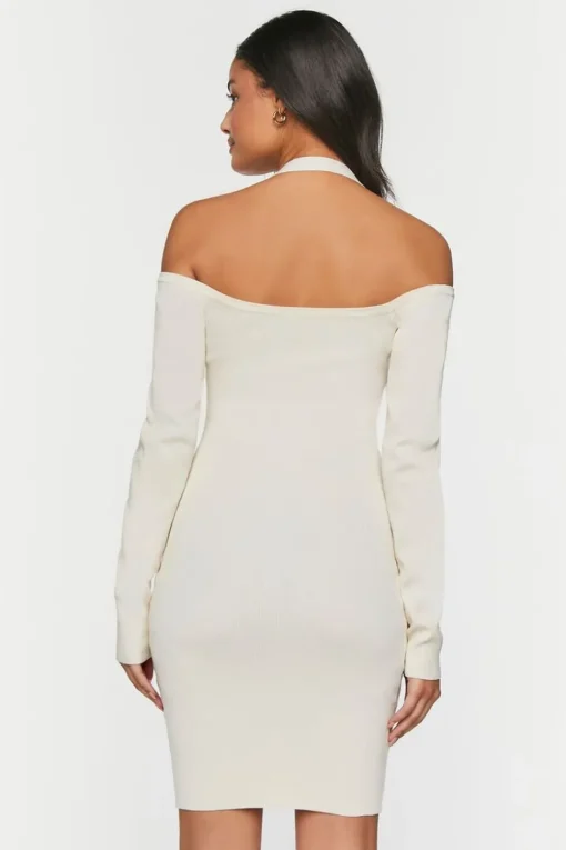 Gauze Surplice Halter Mini Dress
