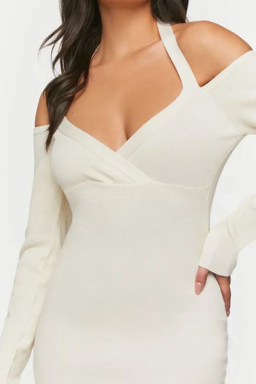 Gauze Surplice Halter Mini Dress