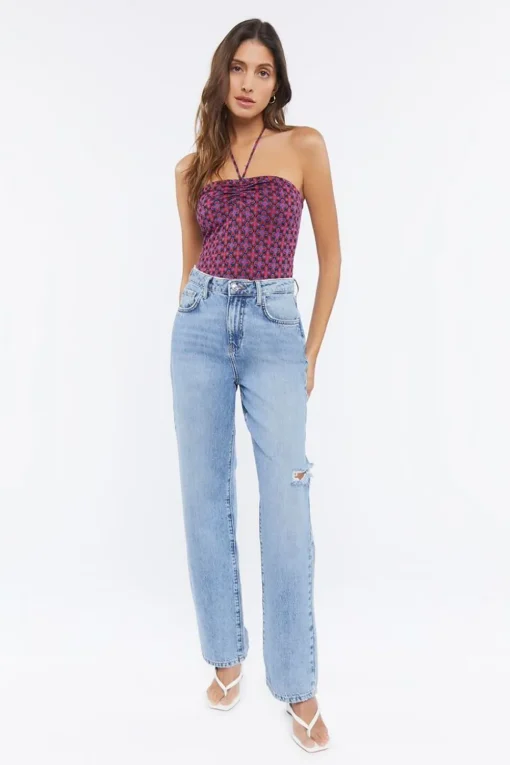 Geo Floral Halter Bodysuit
