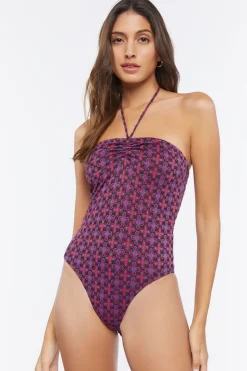 Geo Floral Halter Bodysuit