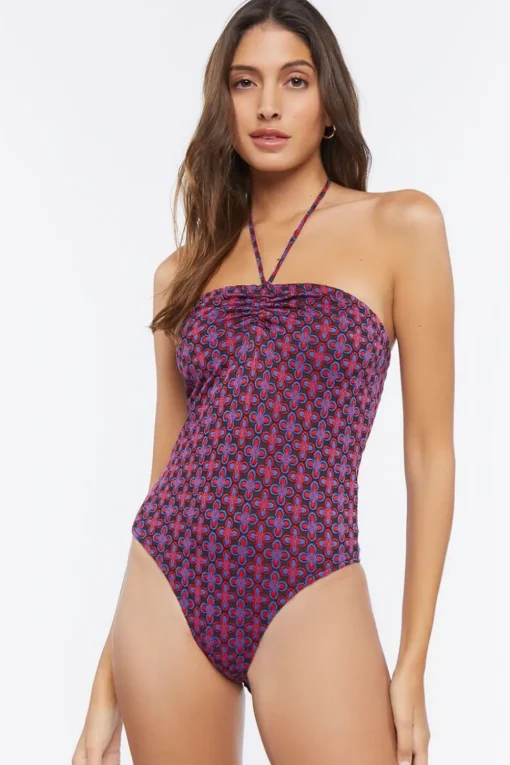 Geo Floral Halter Bodysuit