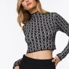 Geo Long-Sleeve Crop Top