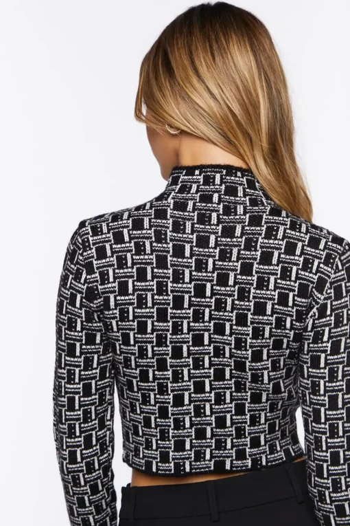 Geo Long-Sleeve Crop Top