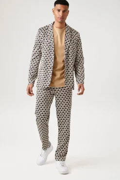 Geo Print Slim-Leg Pants