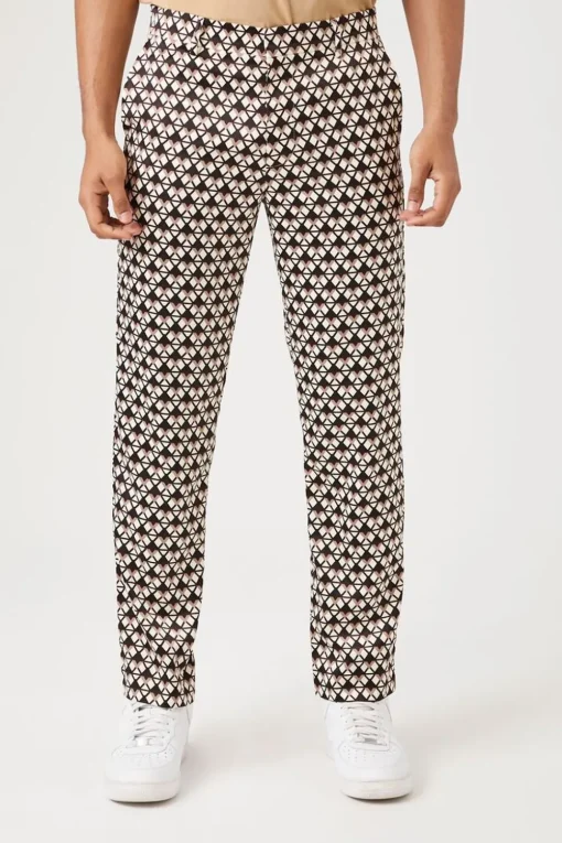 Geo Print Slim-Leg Pants
